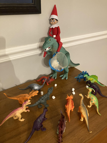 The baby sitter took a turn at Elf on the Shelf and killed it