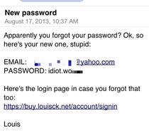 The email you get if you forget your password for Louis CKs website