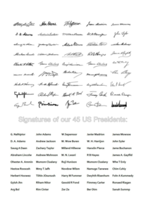 The fine penmanship of our presidents