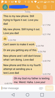 The first time my dad texted me