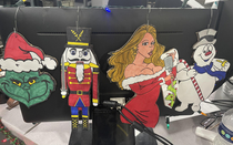 The Four Horsemen of Christmas ornaments I made for a co-worker during a slow day