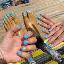 The girls on the team wanted to get their nails ready for the wakeboarding world championships I asked them to bring my feet along to the salon The result is awesome