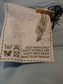 The instructions on this clothing tag