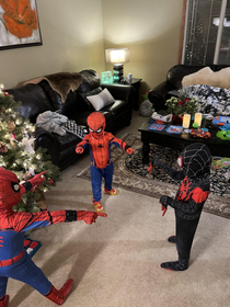 The kids wanted spiderman costumes did not disappoint