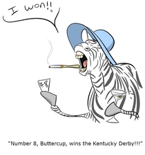 The mods at raskreddit told me to draw a zebra winning the Kentucky Derby to ger my banned lifted This is what I drew for them Hopefully it works