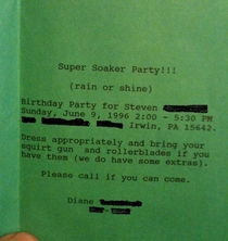 The most s thing youll see all day I found this old birthday invitation from  while going through some old stuff 