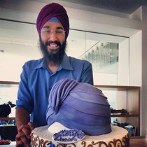 The people at my brothers work got him a custom turban cake for his birthday Nailed it