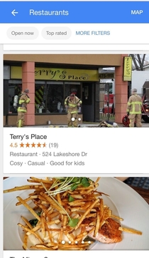 The picture Google uses for this restaurant is from when it almost burnt down