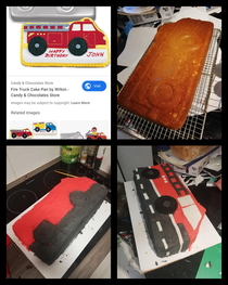 The requested Fire Truck Cake for my sons th birthday tomorrow Its currently pm and started at pm after a long shift at work