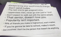 The rules for the freshman female gym class at our school