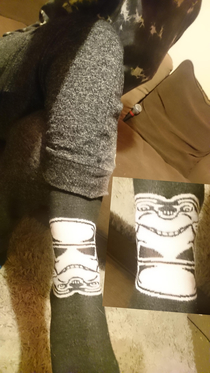 The Stormtrooper on my socks upside down looks like a menacing ET
