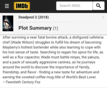 The summary of Deadpool  on IMDB