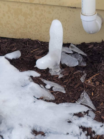 The way this icicle formed by my neighbors house