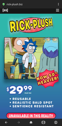 The website plugged for Rick plushies in the new season is actually registered