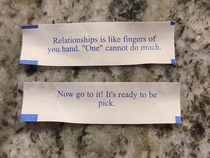 These fortunes we got last night from a sushi place 