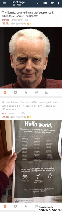 These two posts on my Frontpage this morning