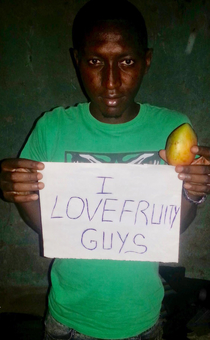They told this Nigerian scammer they own a fruit company called Fruity Guys and would only wire him money if he posed for an advertisement first
