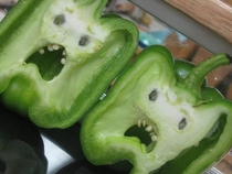 Think of these terrified faces next time you cut into a pepper