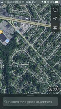 This aerial view of my neighborhood looks like a bicep