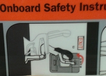 This airline chair is having its way with its passenger