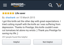 This Amazon review for a knife