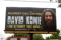 This billboard for an Austin attorney