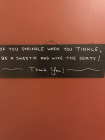 This cafe I went to has a funny bathroom sign