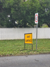 This corrected road sign