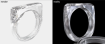 This is a  Jony Ive designed ring made from a single diamond It looks like it came from a vending machine