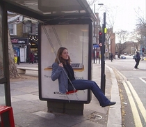 This looks fun bus stop swing