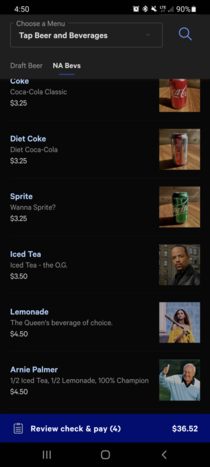This menus Ice Tea is Ice-T
