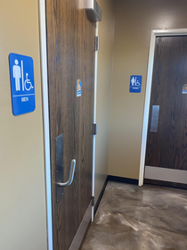 This overly gendered bathroom door