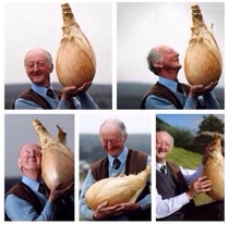This picture of a man with his onion makes me happy