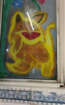 This pikachu painted in my hospitals paediatric ward