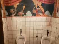 This restroom mural in a restaurant near Bensheim Germany