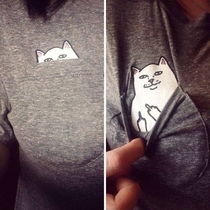 This shirt has a slick cat design
