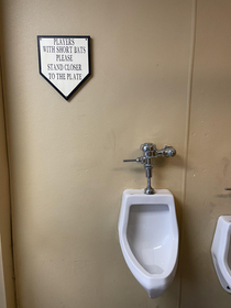 This sign at a youth baseball complex bathroom