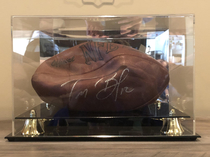 This signed Tom Brady football is about  years old After deflate gate I just couldnt bring myself to pump it back up Too perfect