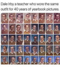 This teacher had the same shirt for  yearbook pictures