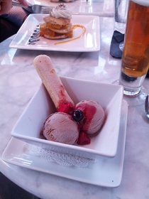 This was for real served to me for dessert I didnt rotate the plate or the photo
