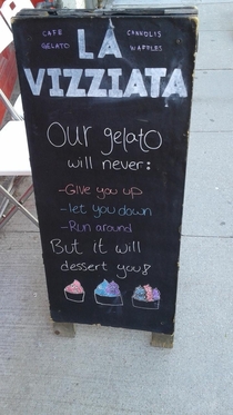 This was outside a local Gelato shop