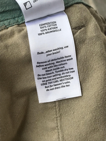 This washing instructions on my pants