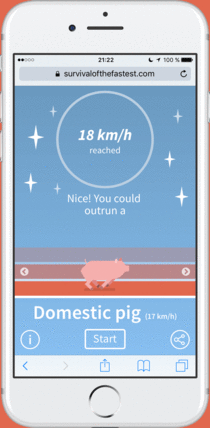 This website lets you run and compares your speed with animals via gps