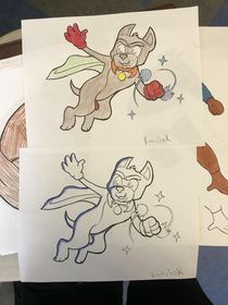 This week I guest lectured at a middle school and I brought in some of my cartoon designs to teach the kids about flat colors and cell shading techniques One of the students returned the favor and taught me a lesson about negative space