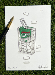Tic-Tac UFO - Ink Drawing