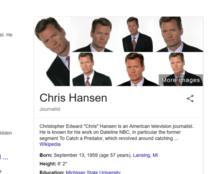 TIL Googles photo summary for Chris Hansen just the same picture over and over