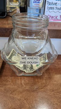 Tip jar at local bakery