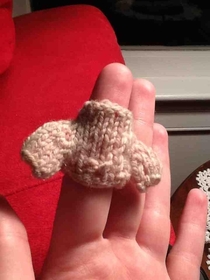 To match your tiny knitted hat a tiny knitted sweater