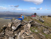 Today we met a guy who is attempting to carry a wheelbarrow up every single Munro mountain in Scotland This is his th out of  A Munro is any Scottish mountain above ft m