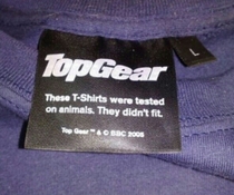 Top Gear T-shirt tag